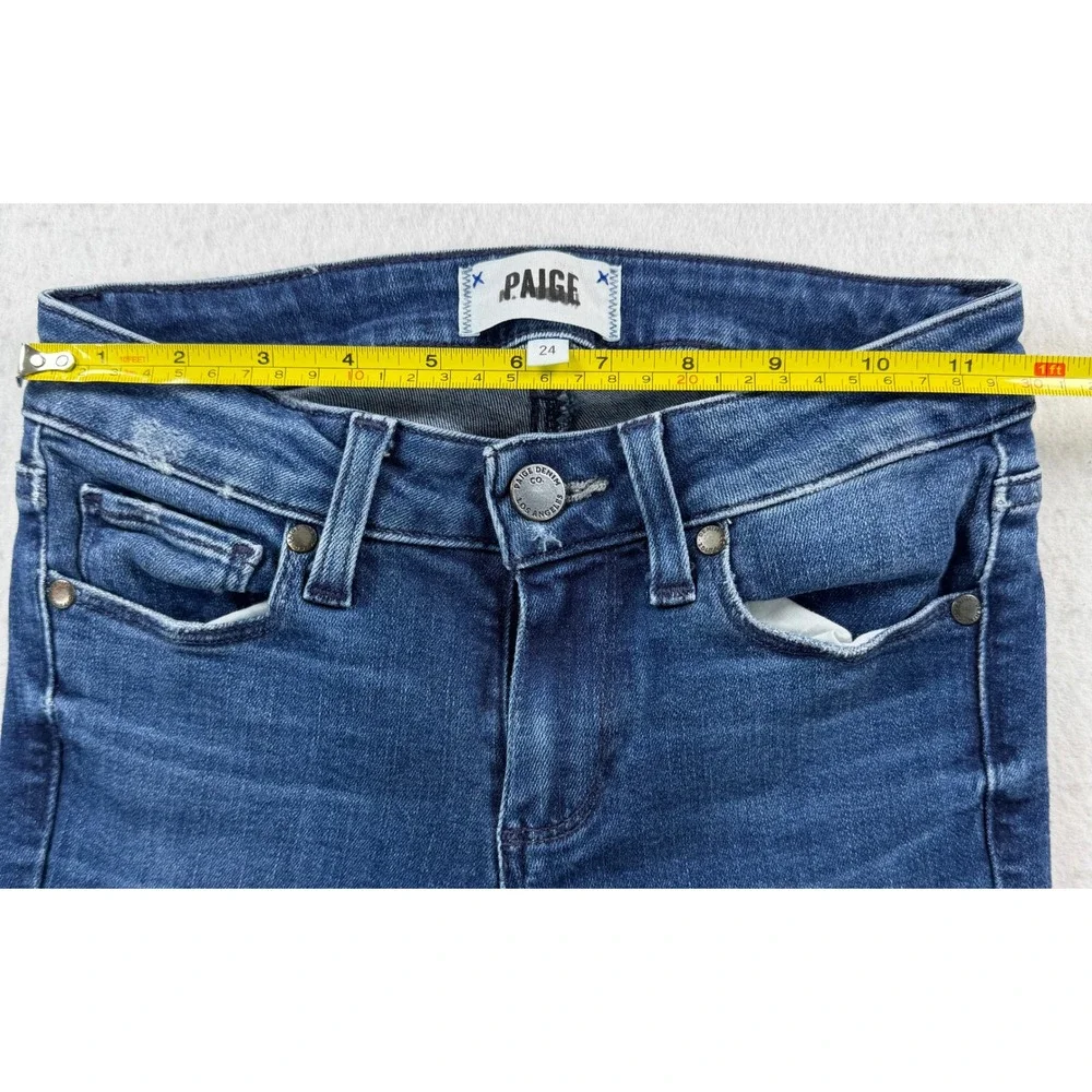 PAIGE Verdugo Ankle Skinny Jeans Raw Step Hem Dark Wash Size 24